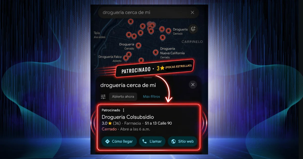 Google Business para droguerías en Colombia: por qué algunas aparecen primero en Google Maps